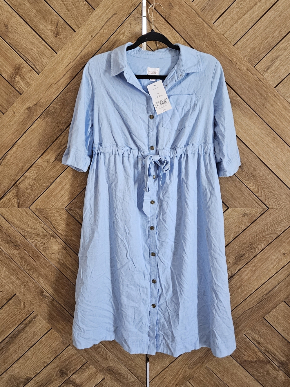 Isabel Maternity by Ingrid & Isabel Light Blue Button-Front Midi Dress Xs